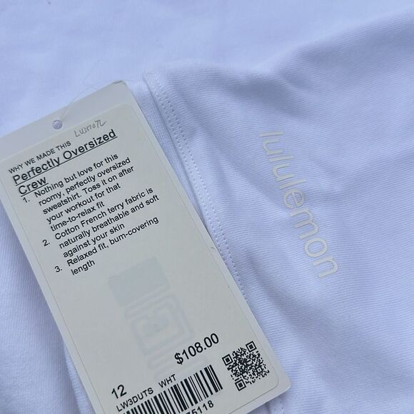 Lululemon Perfectly Oversized Crew womens in white size 12 NWT sweatshirt - Picture 9 of 9